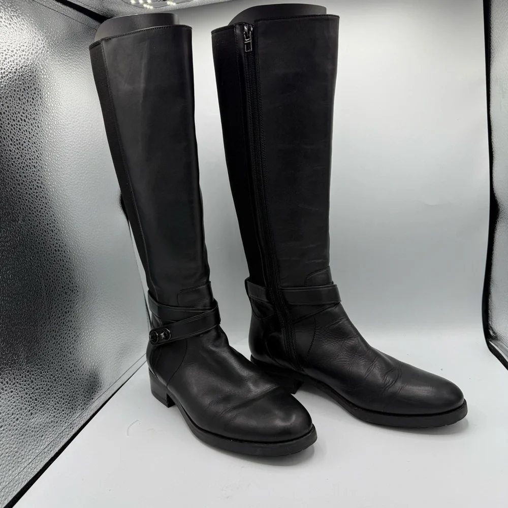 COACH | Essex Semi Matte Leather Tall Boots, Black 9.5 B wide calf/ regular - Picture 11 of 11